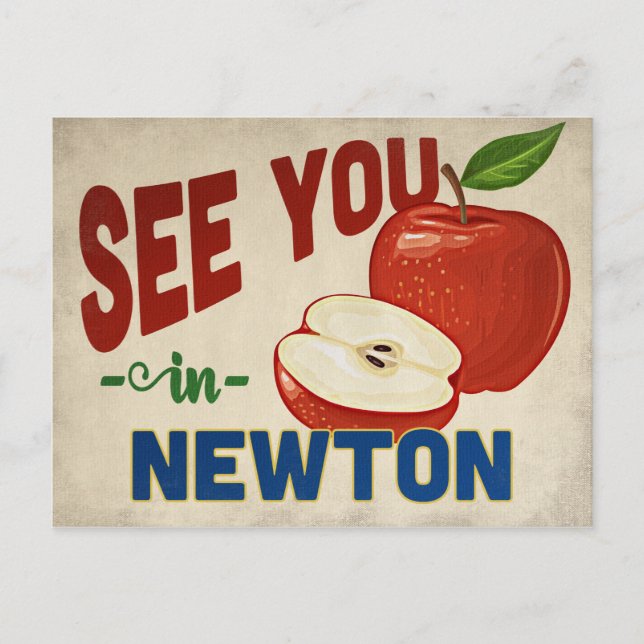 Newton Massachusetts Apple - Vintage Travel Postkarte (Vorderseite)
