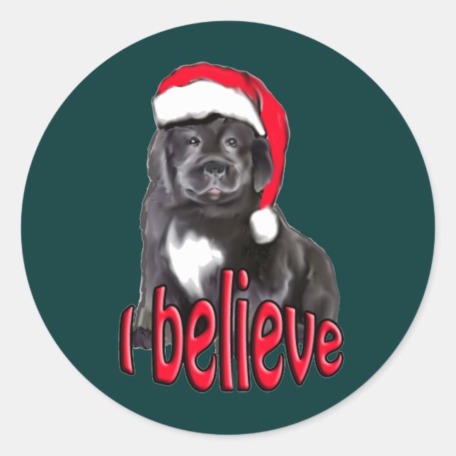 Newton Welpen Weihnachten Runder Aufkleber (Vorderseite)