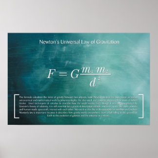 Newtons Universelles Gravitation-Gesetz - Plakat
