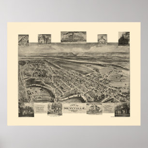Newville, panoramische Karte PAs - 1903 Poster