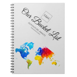 NewWeds BUCKET LIST World Travel Map Theme Notizblock