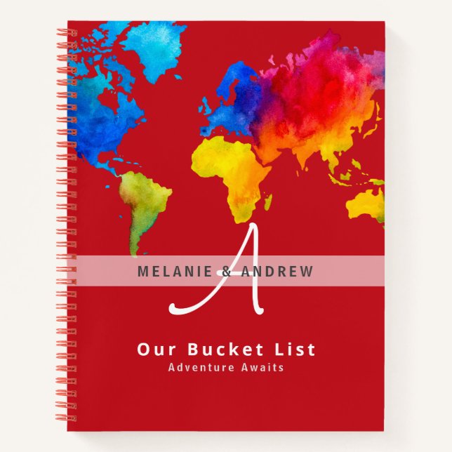 NewWeds BUCKET LIST World Travel Map Theme Notizbuch (Vorderseite)