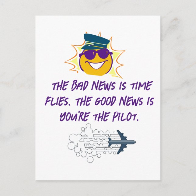 NewYear Quotes schlechte Nachrichten ist Zeitflieg Postkarte (Vorderseite)