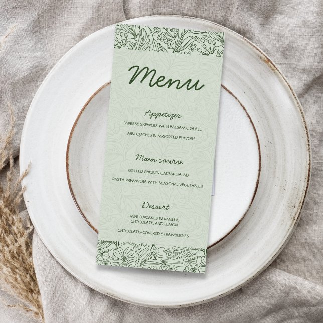 Next Chapter Floral Sage Green Bridal Shower Menükarte (Next Chapter Floral Sage Green Bridal Shower Menu)