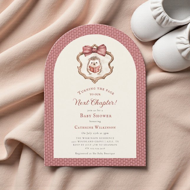 Next Chapter Watercolor Hedgehog Reading Book  Einladung (Von Creator hochgeladen)