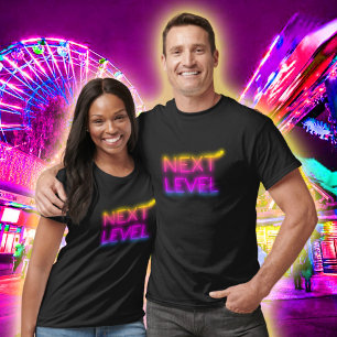 Next Level Tahiti-Sonnenuntergang Neon Schwarz T-Shirt