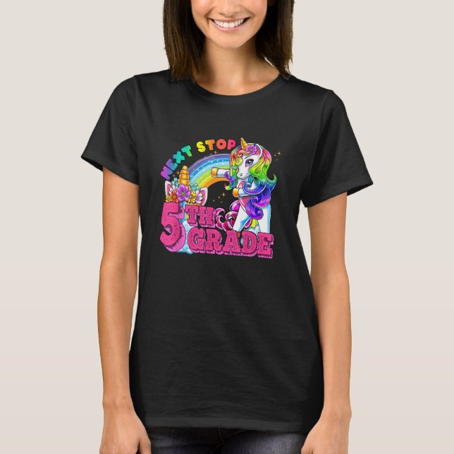 Next stop 5th grade 4th grade Graduation Flossing  T-Shirt (Vorderseite)