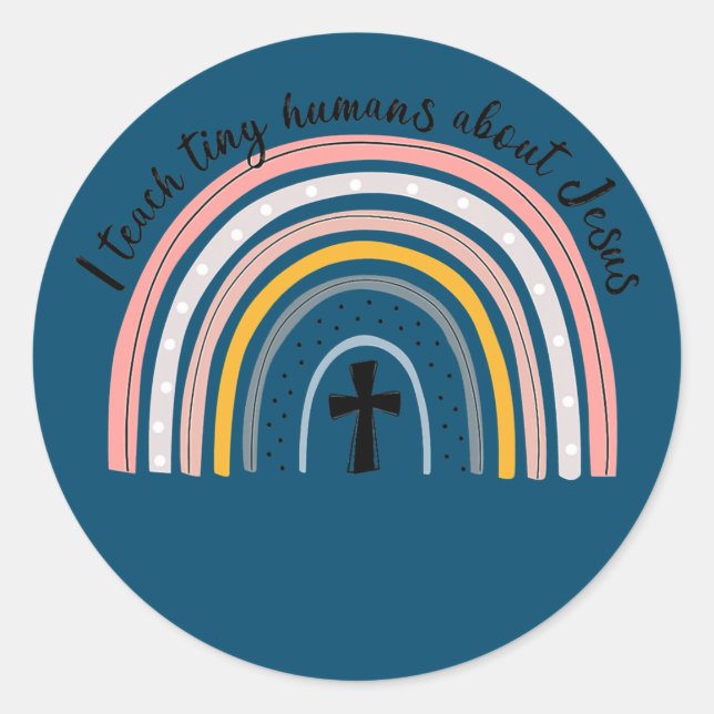 NG0M Ich lehre winzige Menschen über Jesus-Lehrer Runder Aufkleber (Vorderseite)