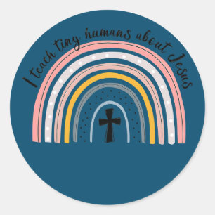 NG0M Ich lehre winzige Menschen über Jesus-Lehrer Runder Aufkleber