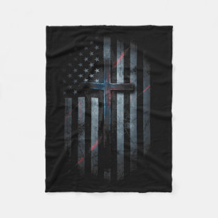 Nge Amerikanische Flagge Und Kreuz Glaube Familie  Fleecedecke