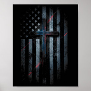 Nge Amerikanische Flagge Und Kreuz Glaube Familie Poster
