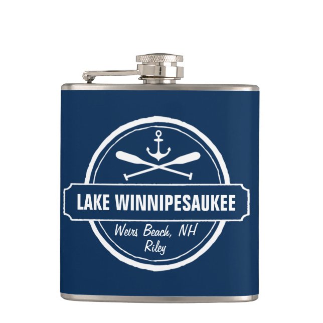 NH Lake Winnipesaukee Sonderstadt, Name, Anker Flachmann (Vorderseite)