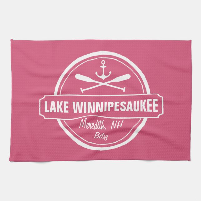 NH Lake Winnipesaukee Sonderstadt, Name, Anker Handtuch (Horizontal)