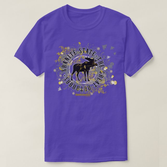 NH Moose Medallion Black und Gelb T-Shirt (Design vorne)