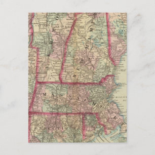 NH, Vt, Mass, RI, Conn Postkarte