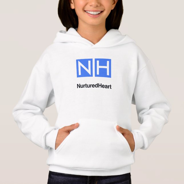 NHI Kids White Pullover Hoodie mit Taschen (Vorderseite)