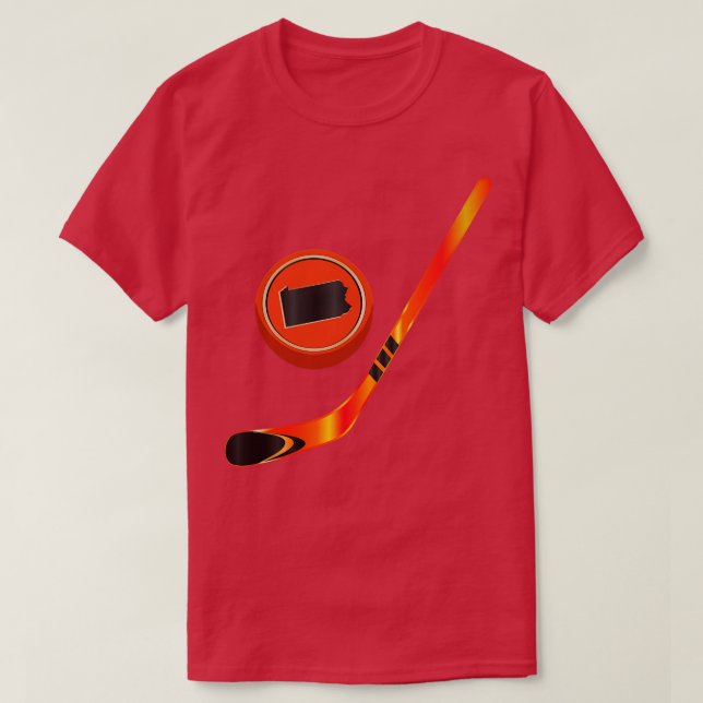 NHL PA Orange Black Stick and Puck T-Shirt (Design vorne)