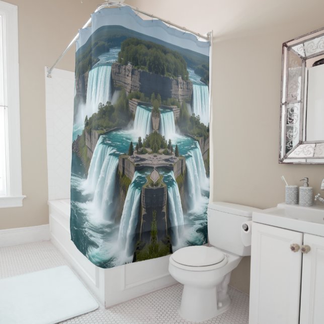 "Niagara Escape - Wasserfall Panorama Duschvorhang (Beispiel)
