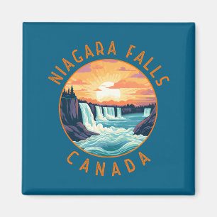 Niagara Fälle Kanada Retro abgenutzt Kreis _1 Magnet