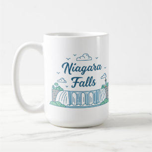 Niagara-Fälle Minimale Flachdesign-Illustration Kaffeetasse