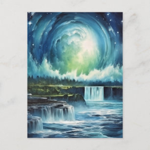 Niagara-Fälle Sternennacht Fantasy-Reiseposter Postkarte