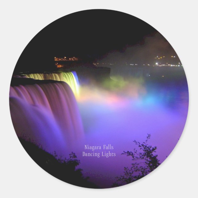 Niagara Fälle, tanzende Lichter, Runder Aufkleber (Vorderseite)