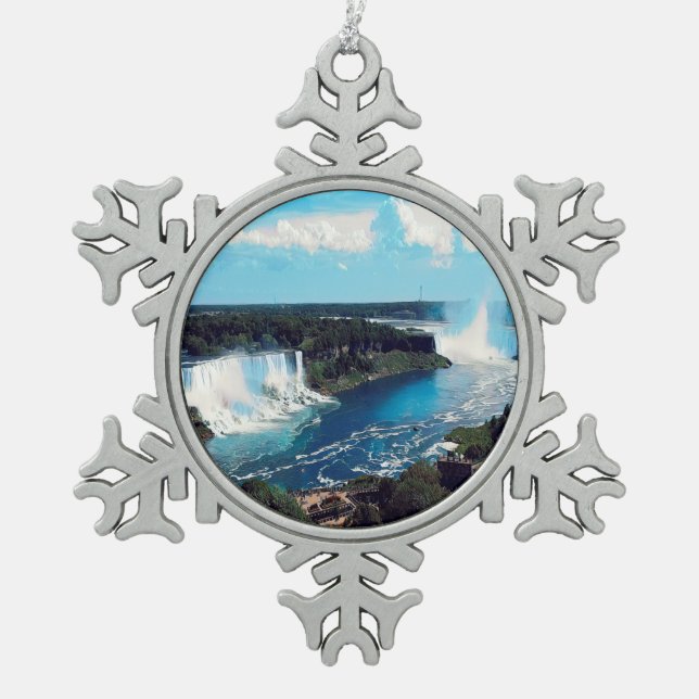 NIAGARA FALLS - Ansicht Schneeflocken Zinn-Ornament (Vorderseite)