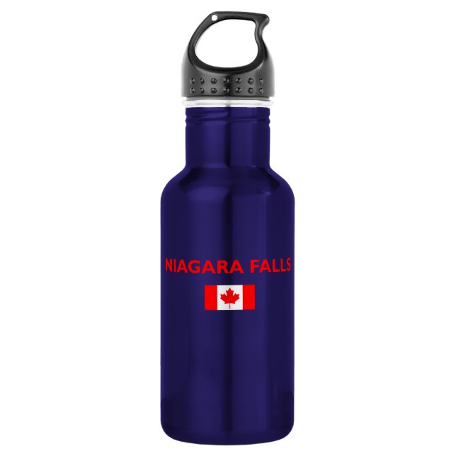 Niagara Falls Canada Canadian Flag Dark Color Edelstahlflasche (Vorderseite)