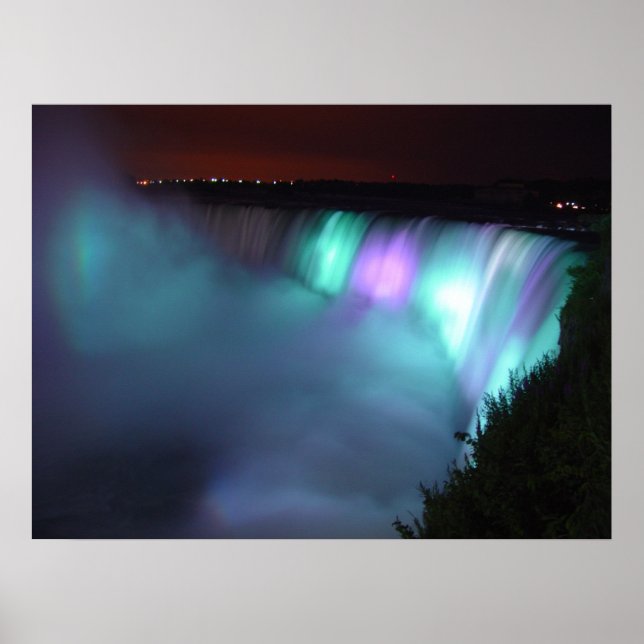 Niagara Falls Canada Night Lila Aqua Poster (Vorne)