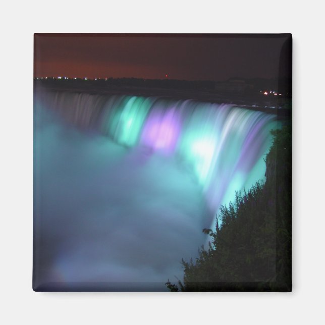 Niagara Falls Canada Night Purple Aqua Magnet (Devant)