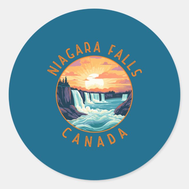 Niagara Falls Canada Retro Distressed Circle _1  Runder Aufkleber (Vorderseite)