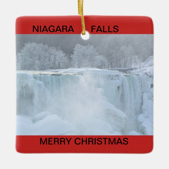 Niagara Falls gefrorene Weihnachtsverzierung Keramikornament (Vorderseite)