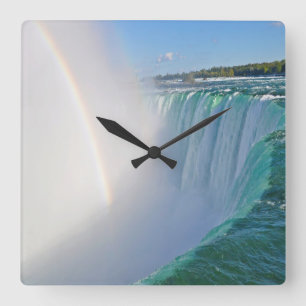 Niagara Falls Horseshoe Falls & Rainbow Clock Quadratische Wanduhr