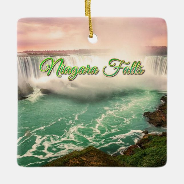 Niagara Falls, Kanada sunset stylized Keramikornament (Vorderseite)