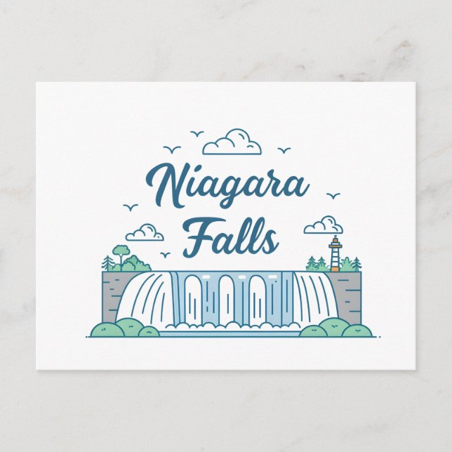 Niagara Falls Minimal Flat Design Illustration Postkarte (Vorderseite)