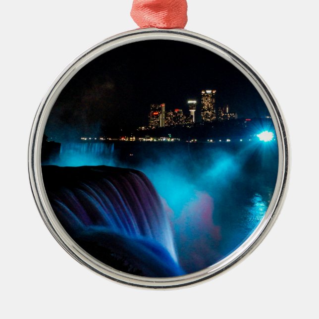 Niagara Falls nachts Ornament Aus Metall (Vorne)