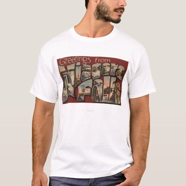 Niagara Falls, New York - große Buchstabe-Szenen 5 T-Shirt (Vorderseite)