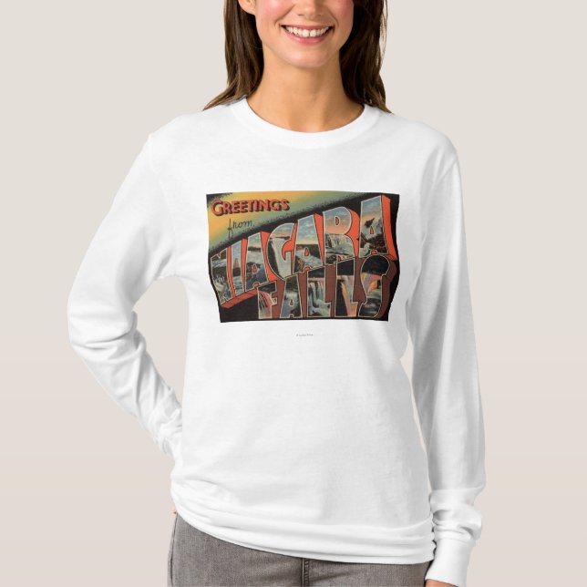 Niagara Falls, New York - große Buchstabe-Szenen T-Shirt (Vorderseite)
