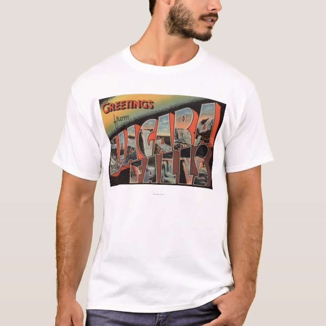 Niagara Falls, New York - große Buchstabe-Szenen T-Shirt (Vorderseite)