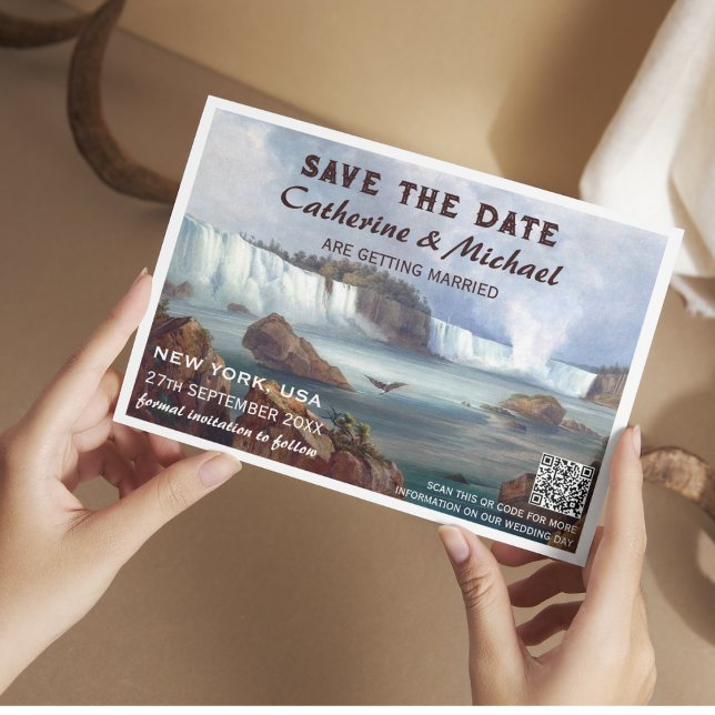 Niagara Falls New York Travel QR Code Save The Date (Von Creator hochgeladen)