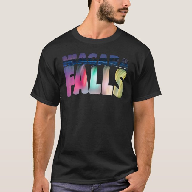 Niagara Falls Night Canada Usa Typografie Souveni T-Shirt (Vorderseite)
