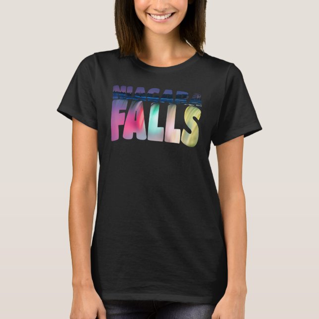 Niagara Falls Night Canada Usa Typografie Souveni T-Shirt (Vorderseite)