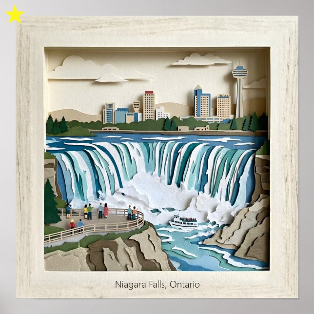 Niagara Falls Ontairo Canada Paper Collage Diorama Poster (Von Creator hochgeladen)