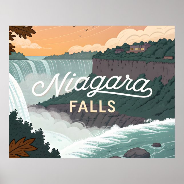 Niagara Falls Retro Vintage Poster Illustration (Vorne)