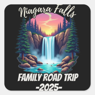 Niagara Falls Road Trip Familienurlaub Männer Quadratischer Aufkleber