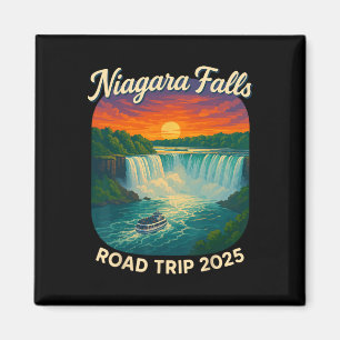 Niagara Falls Roadtrip 2025 Vintage Sonnenuntergan Magnet