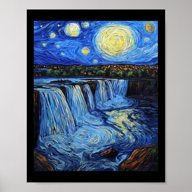 Niagara Falls - Van Gogh Style - Starry Night  Poster (Vorne)