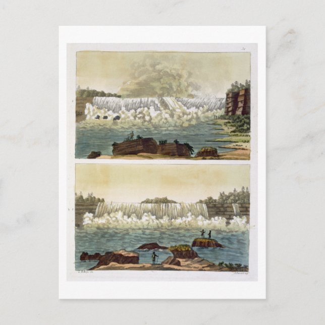Niagarafälle, 1818 (Farbgravur) Postkarte (Vorderseite)