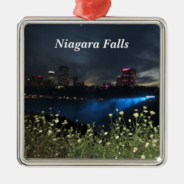 Niagarafälle in der Nacht Ornament Aus Metall (Vorne)