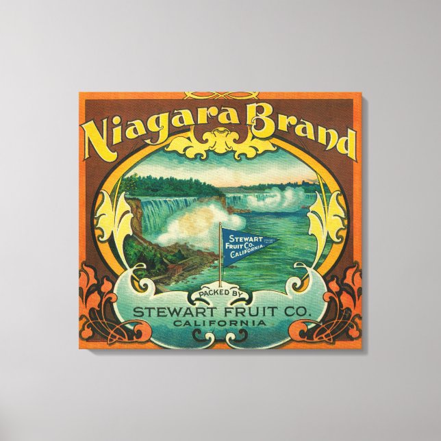 Niagra Orange Label Leinwanddruck (Vorderseite)